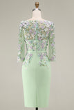 Robe midi Mother of the Bride Mother of the Bride à col bateau bleu clair avec un col en fusil et manches 3/4