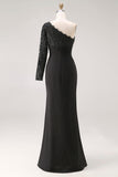 Robe noire sirène grande taille taille de la mère de la mariée avec dentelle