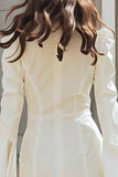 Robe de mariée courte blazer courte bodycon en châle ivoire à manches évasées