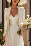 Robe de mariée longue au sol en satin ivoire en satin A 2 pièces avec veste