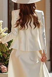 Robe de mariée longue au sol en satin ivoire en satin A 2 pièces avec veste