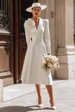 Robe de mariée midi blazer midi en Ivoire à simple boutonnage en châle boutonné