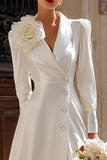 Robe de mariée midi blazer midi en Ivoire à simple boutonnage en châle boutonné