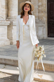 Robe de mariée en satin en ivoire avec veste