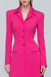 Robe blazer à revers à boutons simples boutonnage en fuchsia