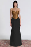 Robe corset sirène marron et noir en forme de corset