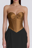 Robe corset sirène marron et noir en forme de corset