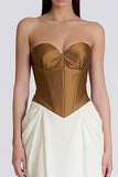 Robe corset sirène marron et noir en forme de corset