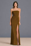 Robe formelle longue plissée à fourreau marron et plissée