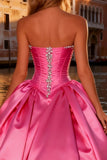Corset sans bretelles robe de bal rose vif