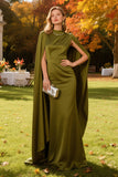 Sirène à col haut olive Long formel avec cape