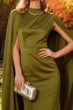 Sirène à col haut olive Long formel avec cape