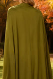 Sirène à col haut olive Long formel avec cape