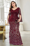 Robe noire de mère de la mariée à col en V à paillettes
