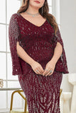 Robe noire de mère de la mariée à col en V à paillettes
