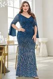 Robe noire de mère de la mariée à col en V à paillettes