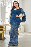 Robe noire de mère de la mariée à col en V à paillettes