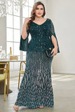 Robe noire de mère de la mariée à col en V à paillettes
