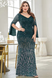 Robe noire de mère de la mariée à col en V à paillettes