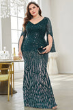 Robe noire de mère de la mariée à col en V à paillettes