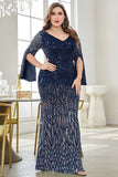 Robe noire de mère de la mariée à col en V à paillettes