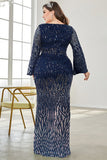 Robe noire de mère de la mariée à col en V à paillettes