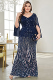 Robe noire de mère de la mariée à col en V à paillettes