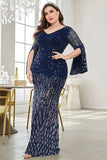 Robe noire de mère de la mariée à col en V à paillettes