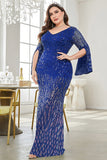 Robe noire de mère de la mariée à col en V à paillettes