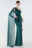 Robe formelle noire sirène à une épaule avec serpentin
