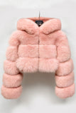 Manteau épaissi de femme à capuche rose rose blush