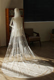 Papillons en ivoire Tulle Long voile de mariée avec perles