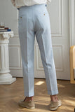 Pantalon de costume homme taille haute bleu clair