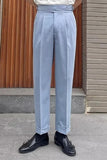 Pantalon de costume pour hommes taille haute bleu