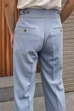 Pantalon de costume pour hommes taille haute bleu