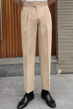 Pantalon de costume pour hommes taille haute bleu