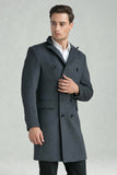 Manteau d’hiver gris double boutonnage double boutonnage à revers pointu