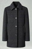 Manteau d’hiver pour hommes long à boutonnage simple à revers gris foncé
