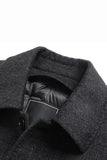 Manteau d’hiver pour hommes long à boutonnage simple à revers gris foncé