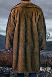 Manteau long pour homme en châle blanc à revers fausse fourrure