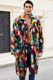 Col châle en fausse fourrure épais Manteau d’hiver coloré pour hommes