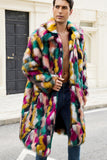 Col châle en fausse fourrure épais Manteau d’hiver coloré pour hommes