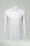 Chemise blanche à manches longues à rayures fines fines pour hommes