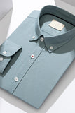 Chemise d’homme unie à manches longues bleu-gris slim fit