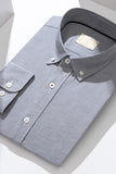 Chemise d’homme unie à manches longues bleu-gris slim fit