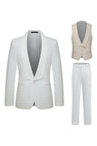 Costumes de mariée homme en revers châle blanc slim cut