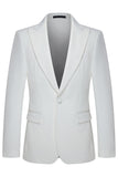 Costume de mariage blanc 3 pièces à un bouton pour hommes à revers de pointe