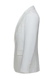 Costume de mariage blanc 3 pièces à un bouton pour hommes à revers de pointe