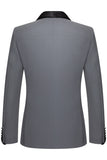 Costumes pour hommes en châle gris slim fit en 2 pièces