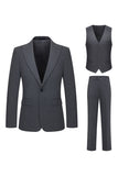 Costumes gris 3 pièces pour hommes Slim Fit Peak Lapel